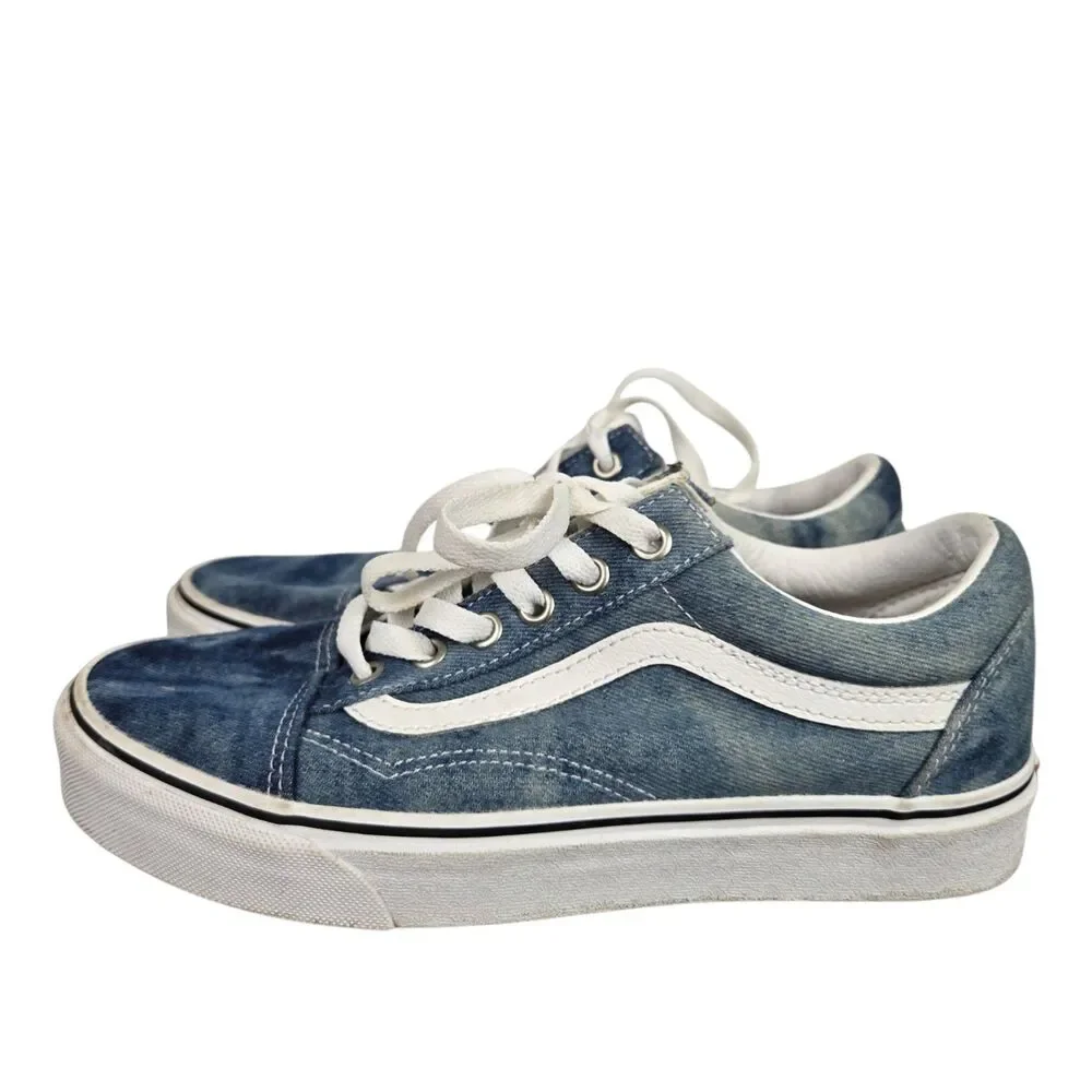 Vans Old Skool Acid Denim Skate Shoes Sneakers W 7.5 M 6 Blue White